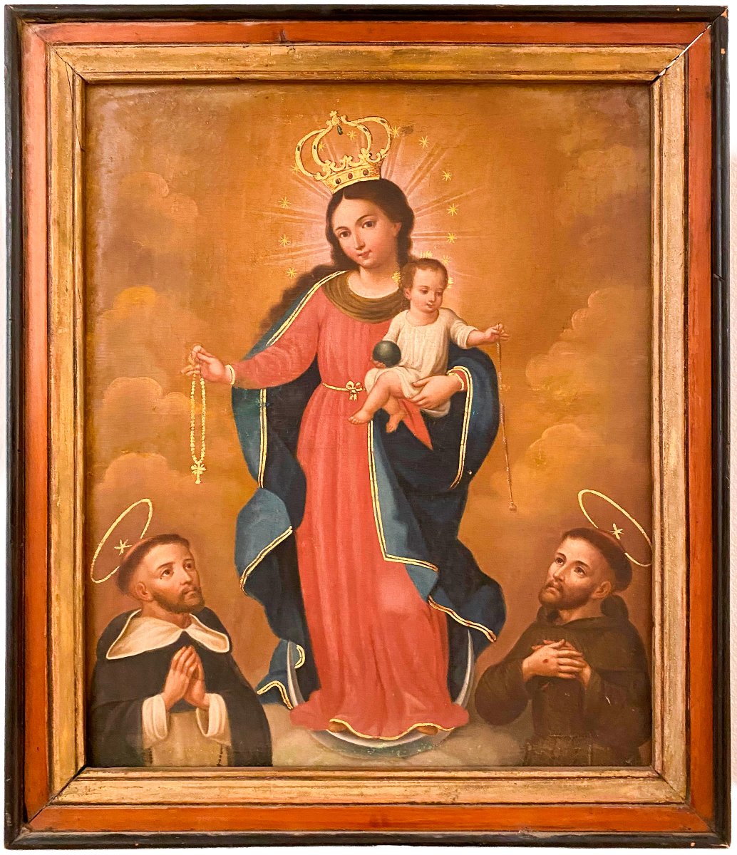 Virgin Of The Rosary. Oil On Canvas. Mexican School. 18th Century