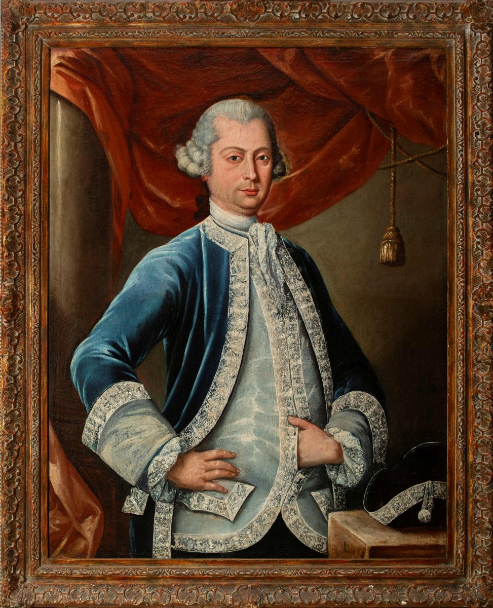 Portrait d'un homme. Huile sur toile. Attribué à José Campeche. XVIIIe siècle