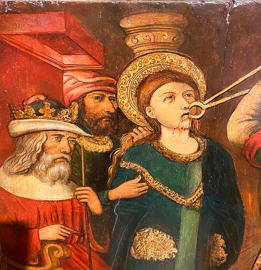 Sainte Apollonie. Huile sur panneau. École espagnole. XVe siècle-photo-2