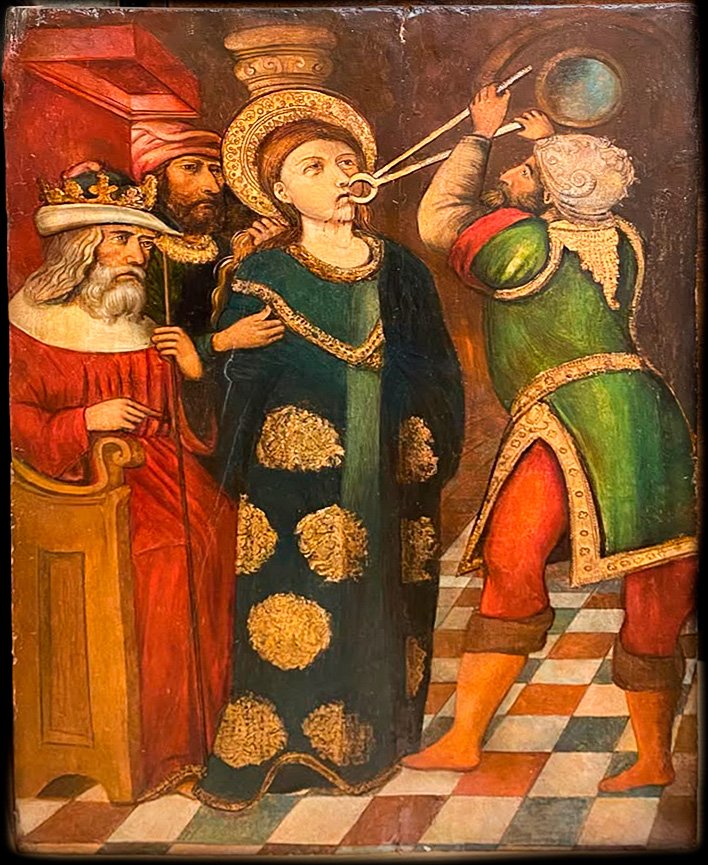 Sainte Apollonie. Huile sur panneau. École espagnole. XVe siècle