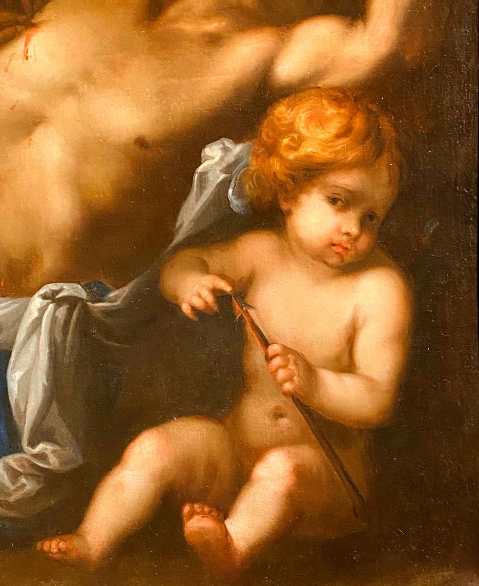 Saint Sébastien. Huile sur toile. École italienne. Probablement Francesco Cairo XVIIe siècle-photo-2