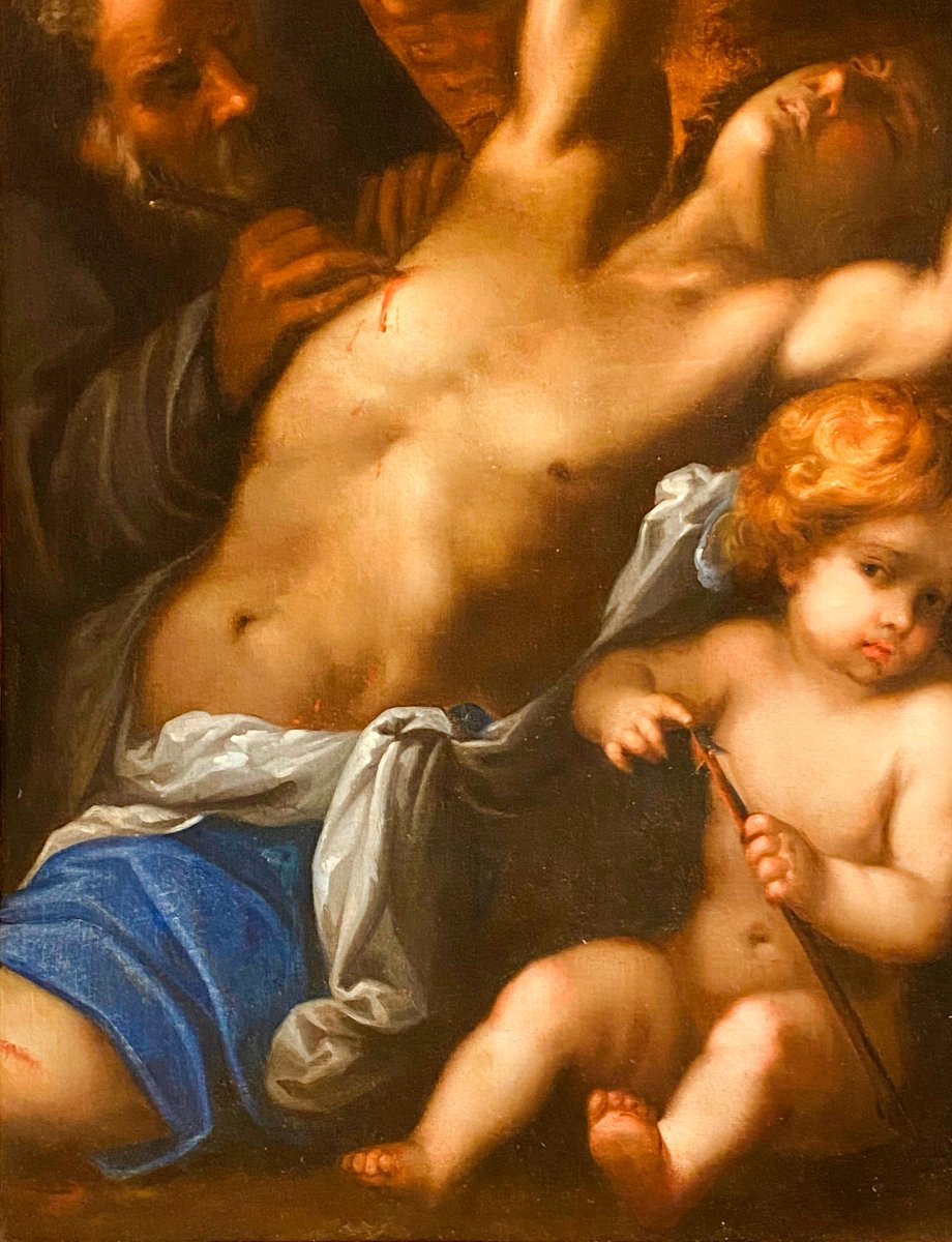 Saint Sébastien. Huile sur toile. École italienne. Probablement Francesco Cairo XVIIe siècle-photo-4