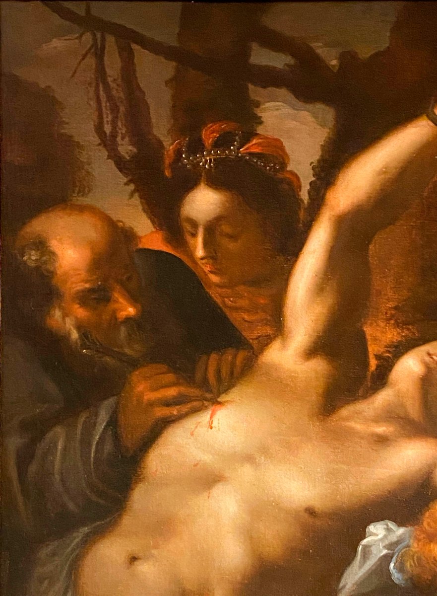 Saint Sébastien. Huile sur toile. École italienne. Probablement Francesco Cairo XVIIe siècle-photo-2