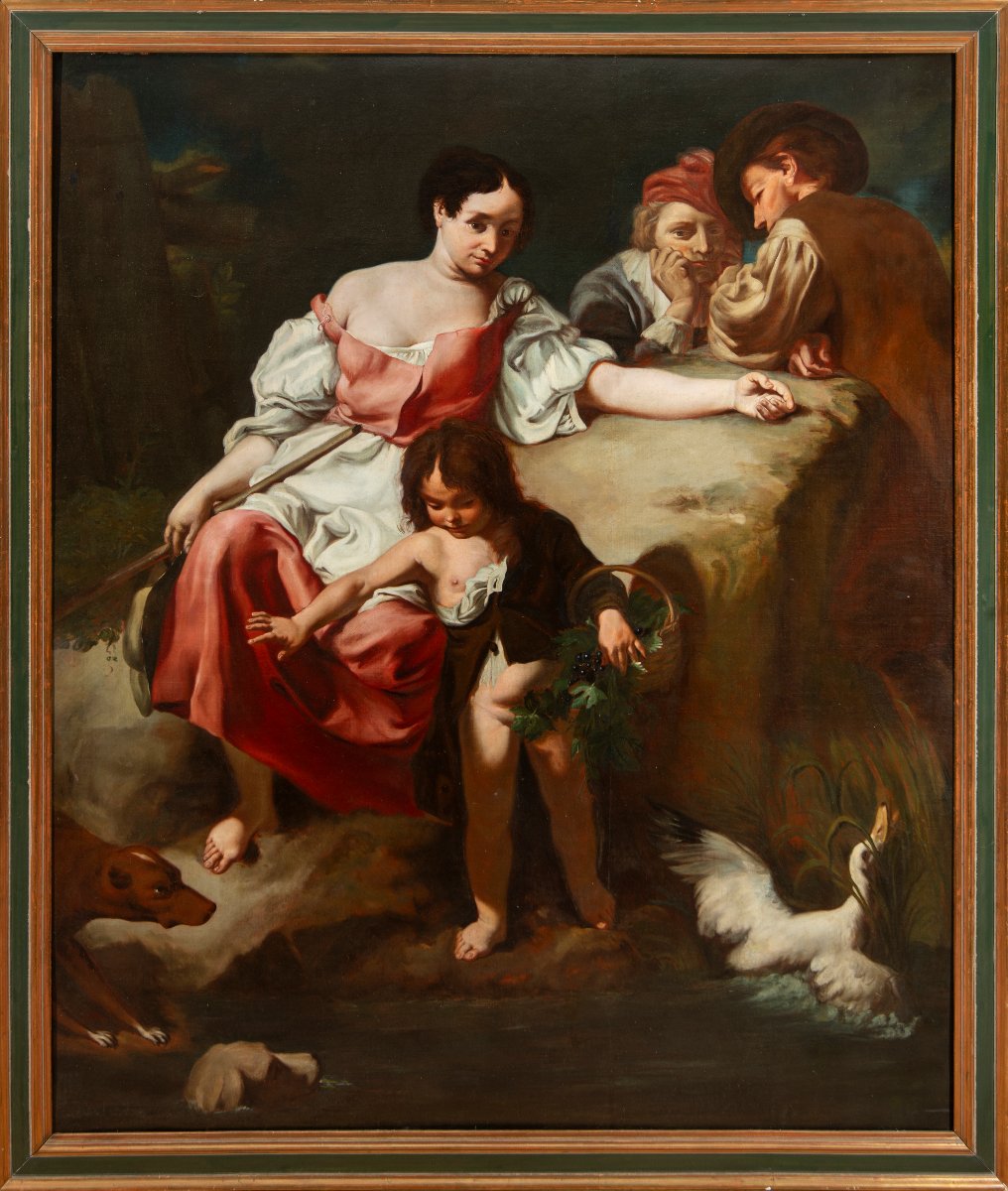 Scène pastorale, huile sur toile, copie d'une œuvre Giovanni Battista Piazzetta Pastoral Scene