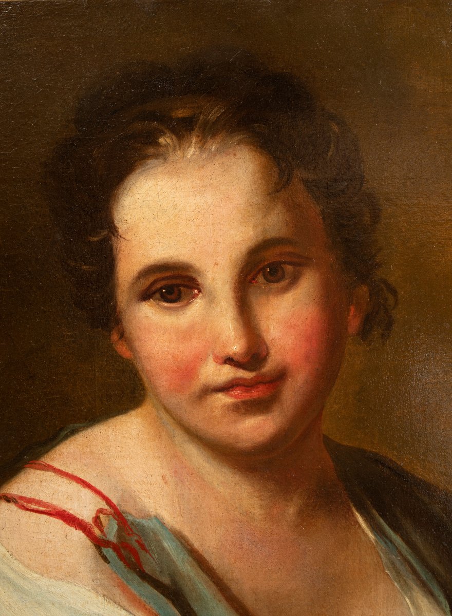 Portrait d'une jeune femme Huile sur toile Disciple de Jean-Baptiste Santerre école napolitaine-photo-2