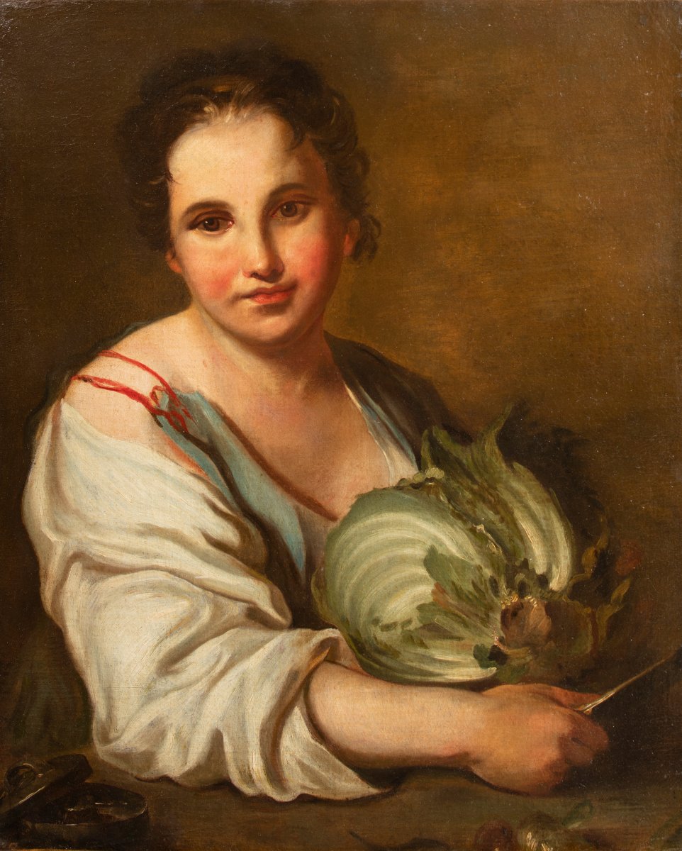 Portrait d'une jeune femme Huile sur toile Disciple de Jean-Baptiste Santerre école napolitaine