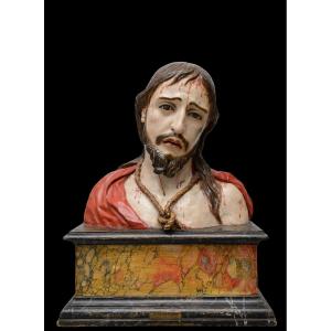 Ecce Homo, Polychrome Terracotta, Granada School, 17th Century