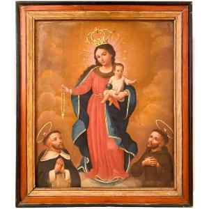 Virgin Of The Rosary. Oil On Canvas. Mexican School. 18th Century