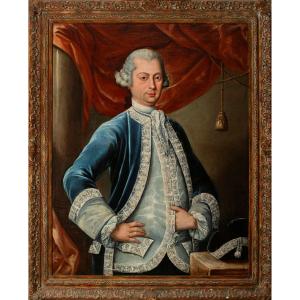 Portrait Of A Man. Oil On Canvas. Attributed To José Campeche. 18th Century