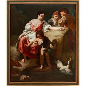 Scène pastorale, huile sur toile, copie d'une œuvre Giovanni Battista Piazzetta Pastoral Scene