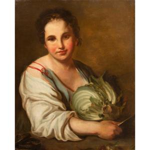 Portrait d'une jeune femme Huile sur toile Disciple de Jean-Baptiste Santerre école napolitaine