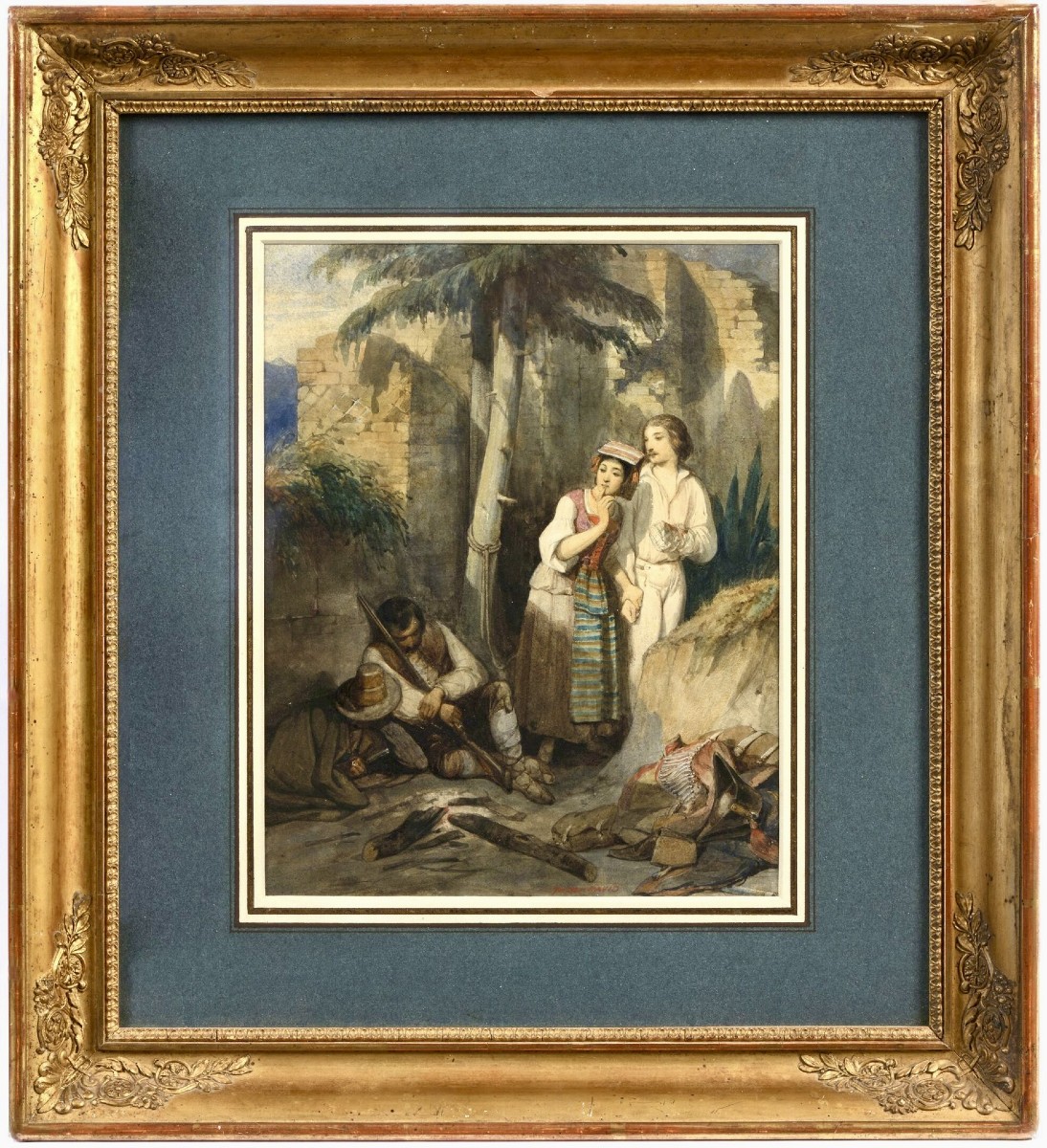 Jules David (1808-1892) Couple Fleeing During The Brigands' Rest-photo-2