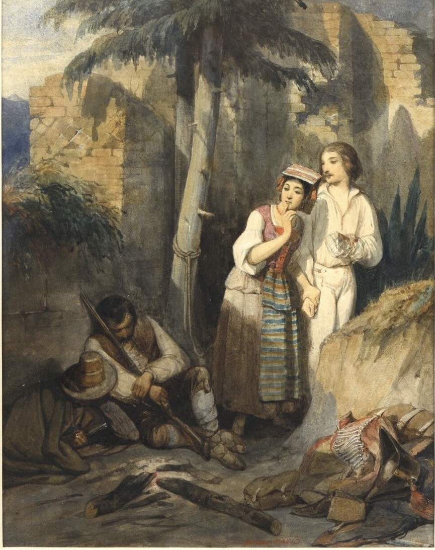 Jules David (1808-1892) Couple Fleeing During The Brigands' Rest