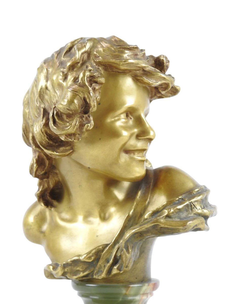 Jean Antoine INJALBERT (1845-1933) Buste d'enfant rieur.-photo-3