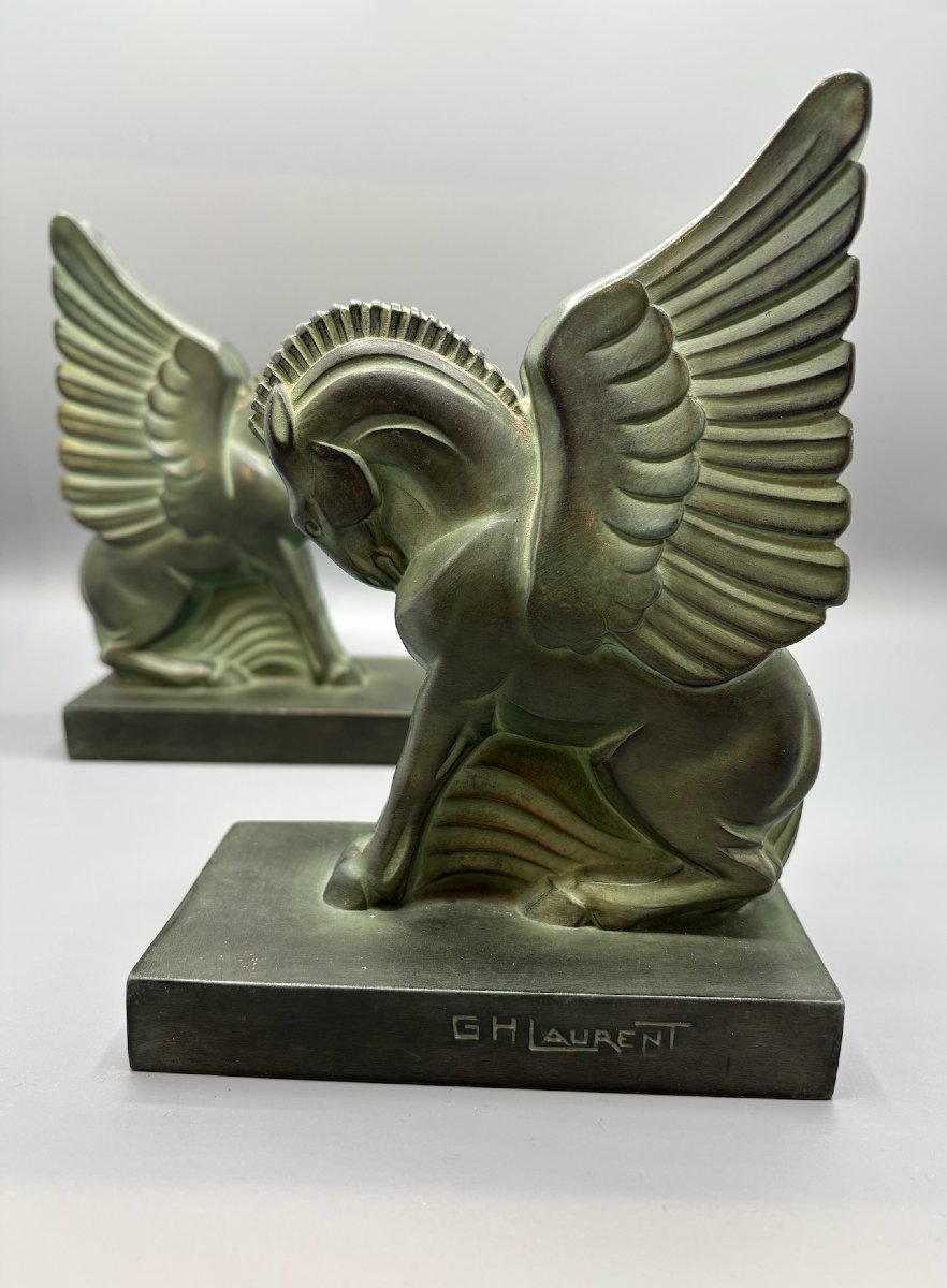 Paire de serre-livres - Modèle Pégase par George Henri Laurent-photo-2