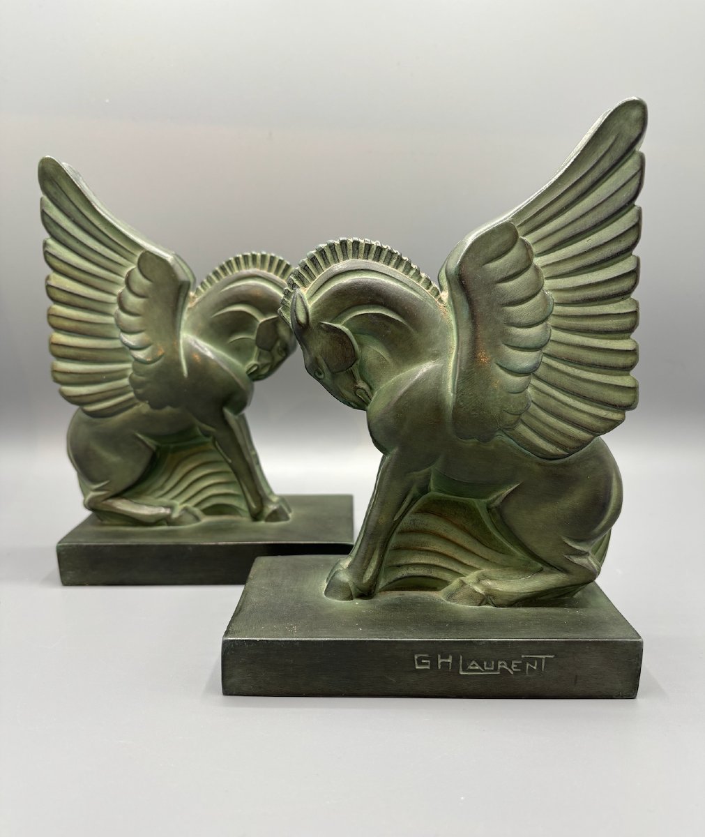 Paire de serre-livres - Modèle Pégase par George Henri Laurent-photo-4