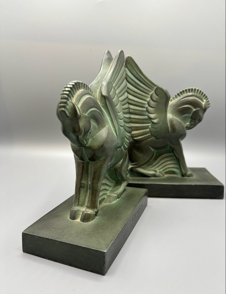 Paire de serre-livres - Modèle Pégase par George Henri Laurent-photo-2