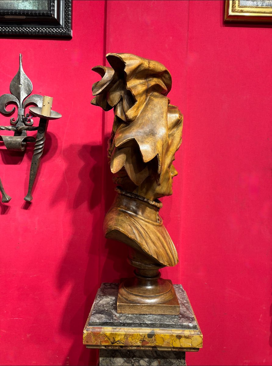 Bust Depicting A Figure Wearing A Turban, H. 78 Cm-photo-1