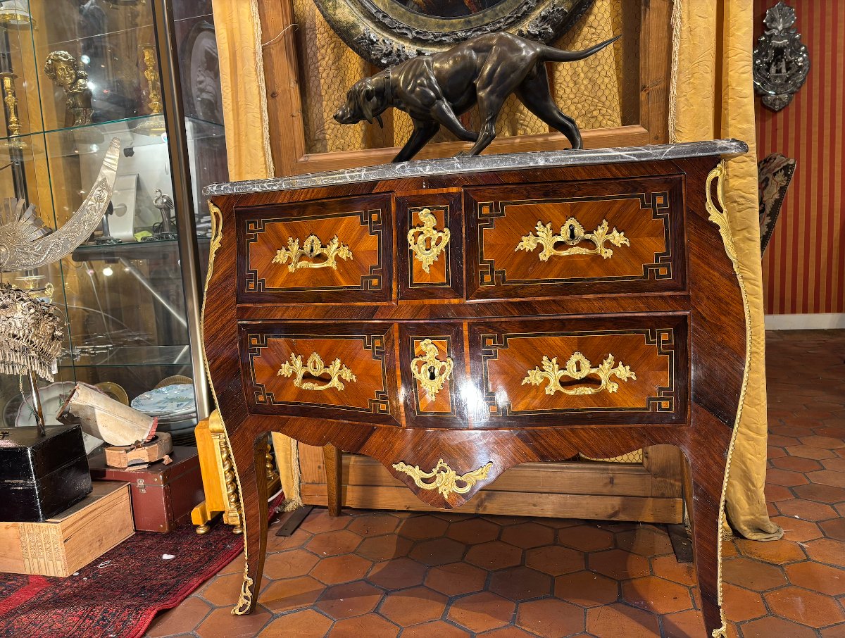 Louis XV Period Chest Of Drawers, Stamped H.wirtz-photo-4