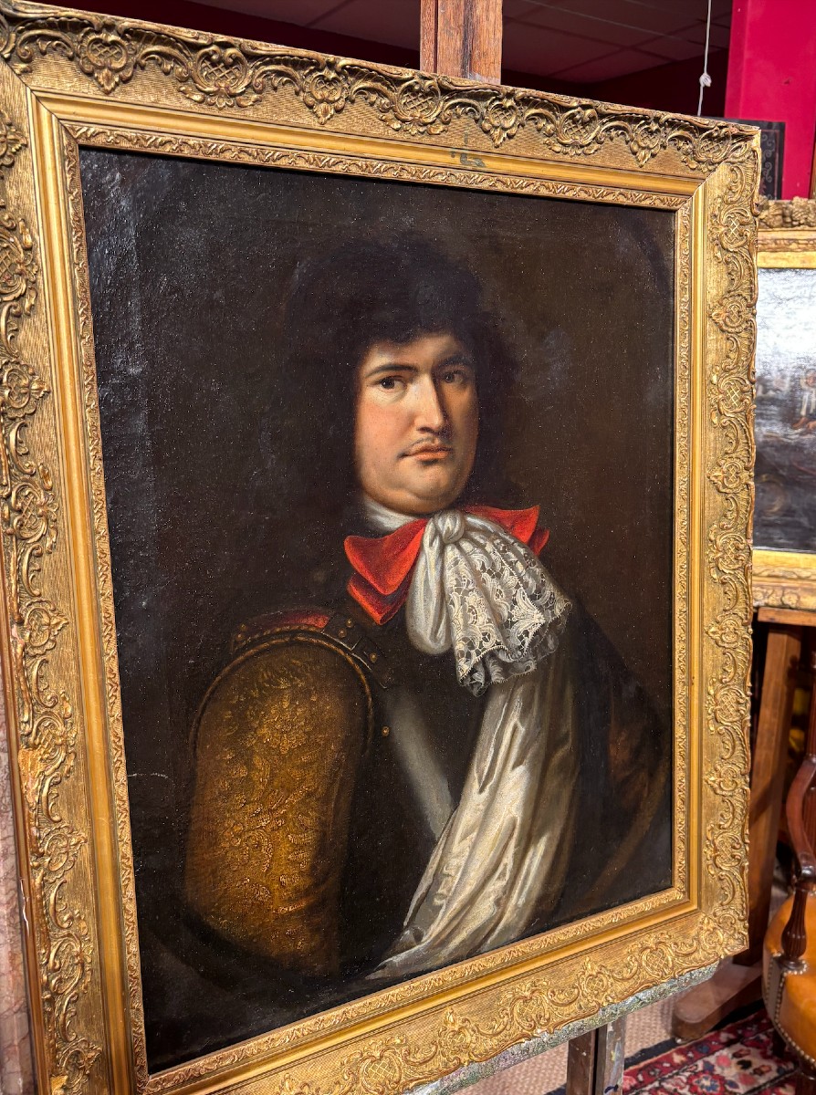 Portrait Of A Gentleman With A Lace Collar, Oil On Canvas, French School, Early 18th Century-photo-2