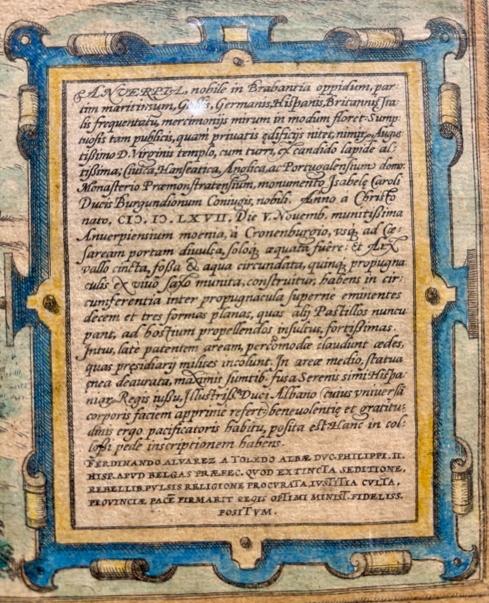 Carte d'Anvers, Gravure réhaussée, Ep XVIIème-photo-5