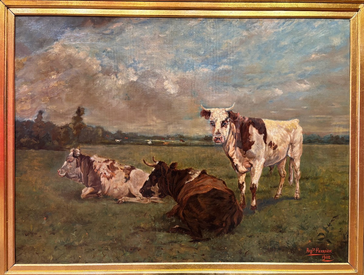 Auguste Henri Pierreuse, Cows In Pasture, 1902-photo-2