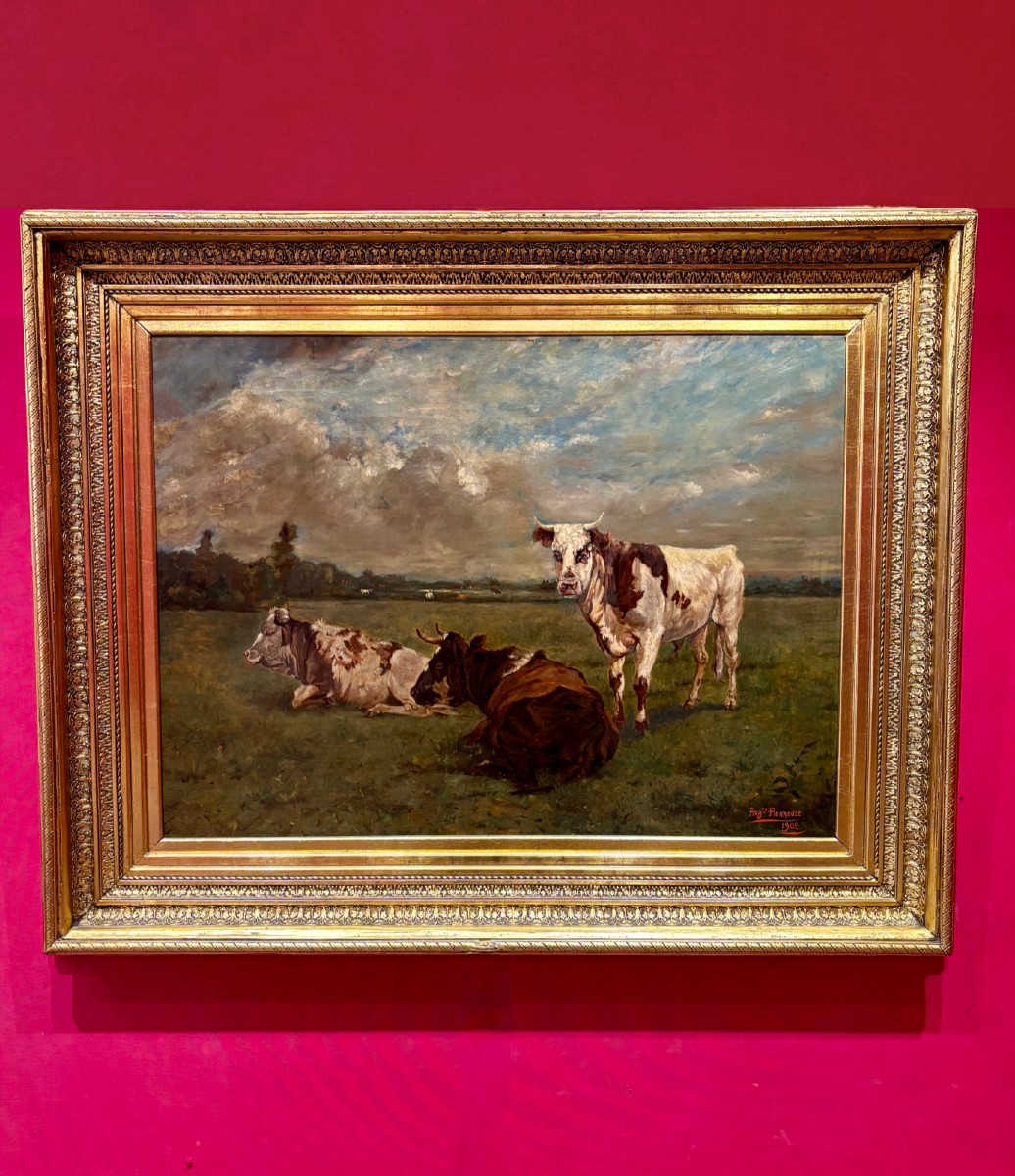 Auguste Henri Pierreuse, Cows In Pasture, 1902