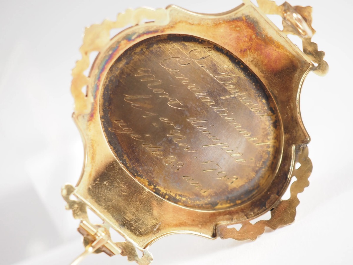 Broche fin XVIIIe ornée d’une miniature représentant Jean Duprat (1760-1793), maire d’Avignon-photo-2