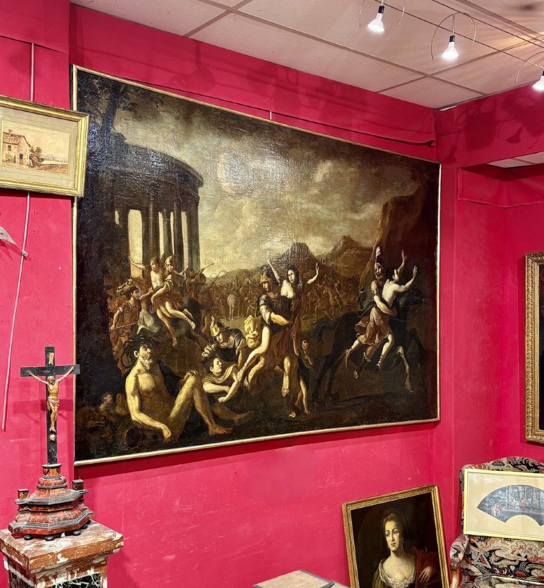 École italienne du XVIIe siècle "L’Enlèvement des Sabines" -photo-2