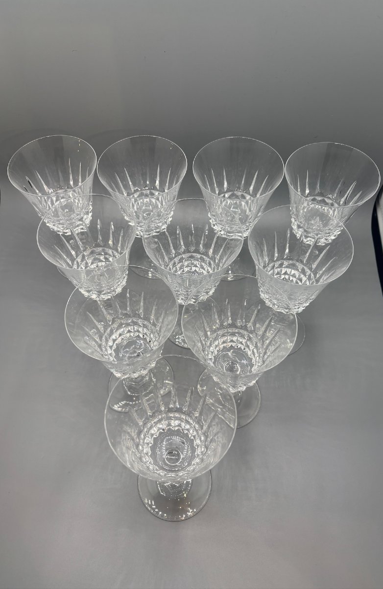20 verres en cristal à décor taillé de pointes de diamant-photo-2