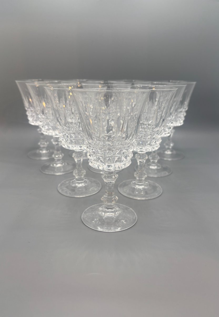 20 verres en cristal à décor taillé de pointes de diamant-photo-4