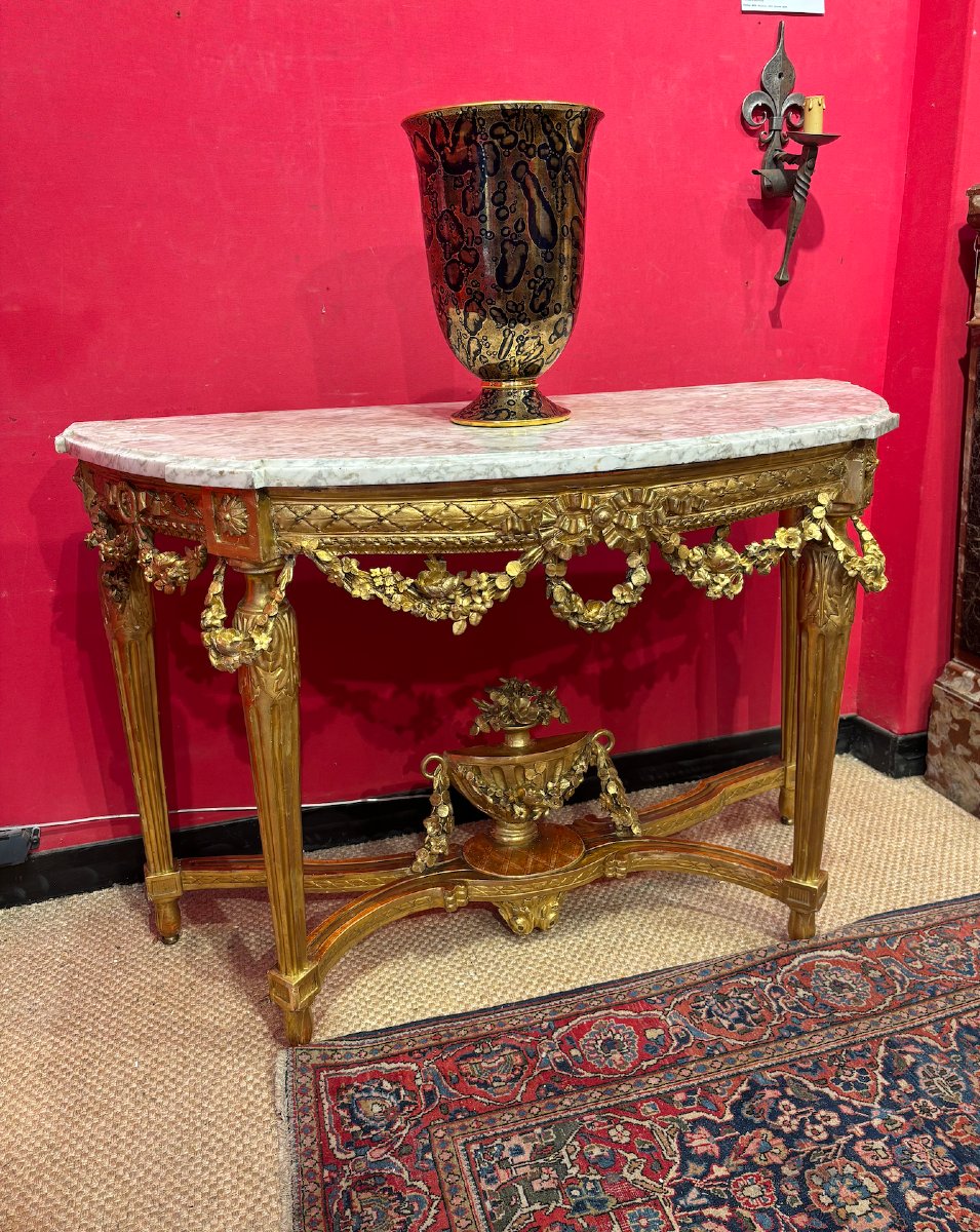 Console demi-lune d’époque Louis XVI
