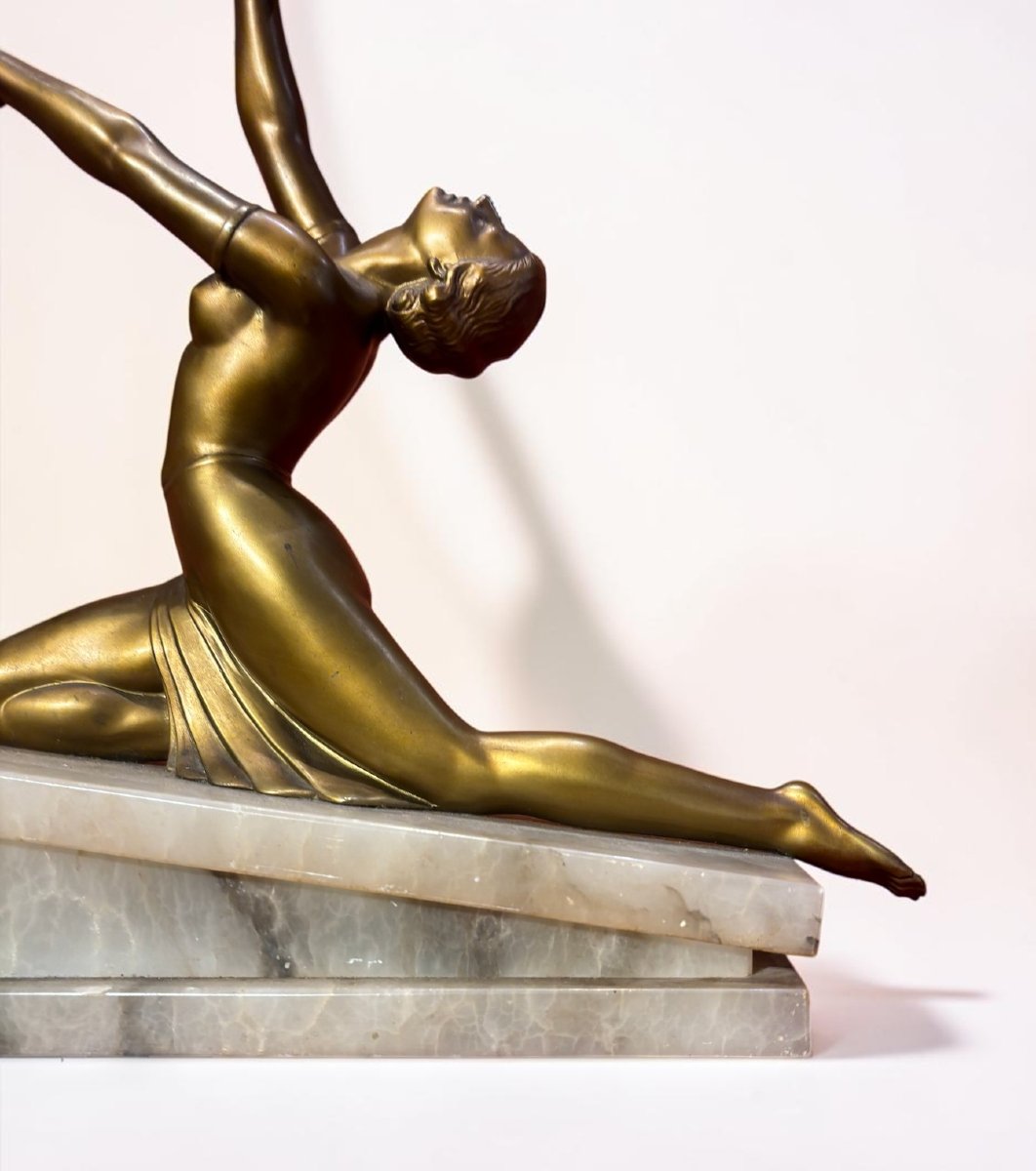 Art Deco "dancer With A Globe" Lamp, France, C. 1930-photo-1