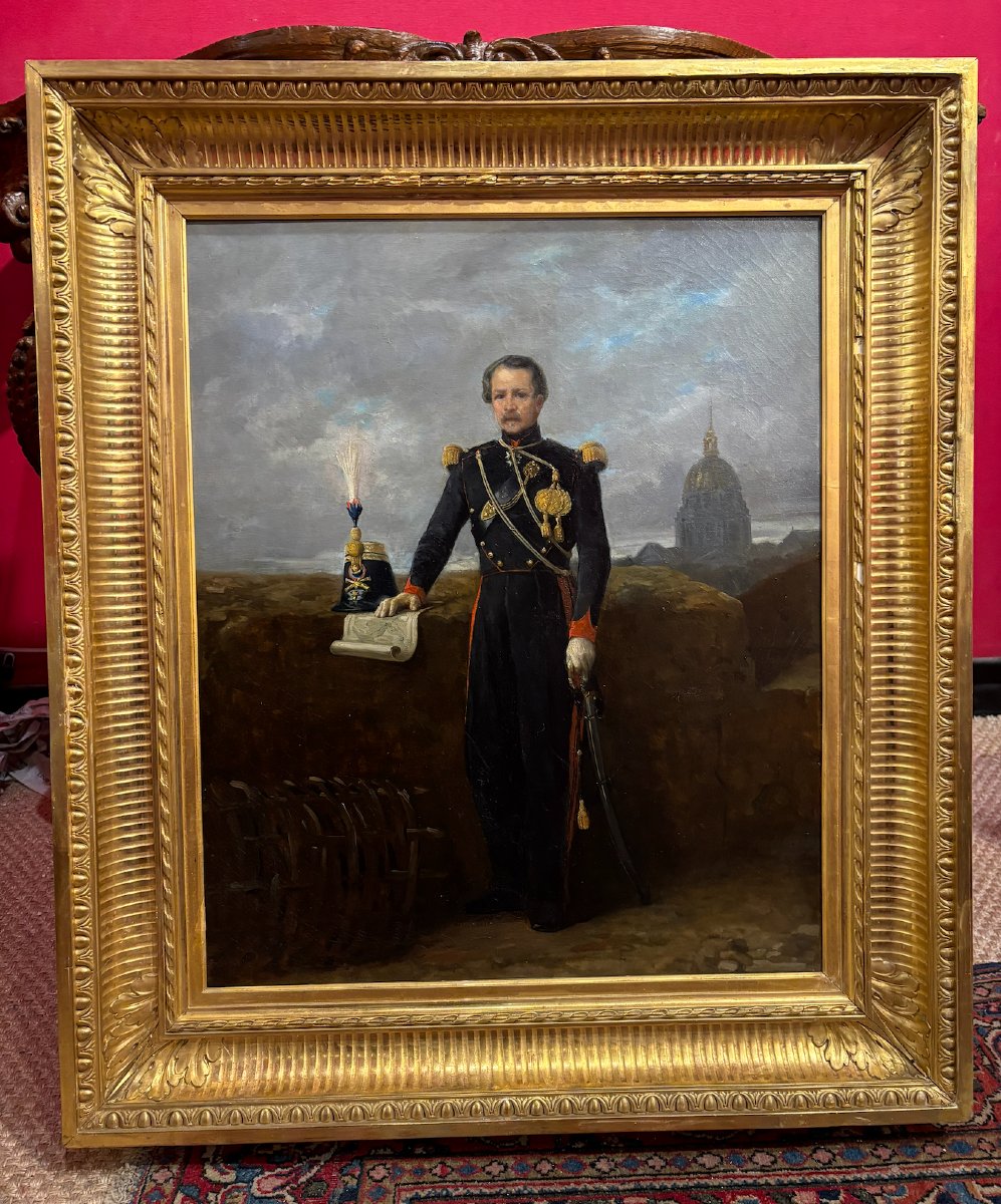 École française vers 1860-1870, Portrait d’un officier d’artillerie devant le dôme des Invalide-photo-2