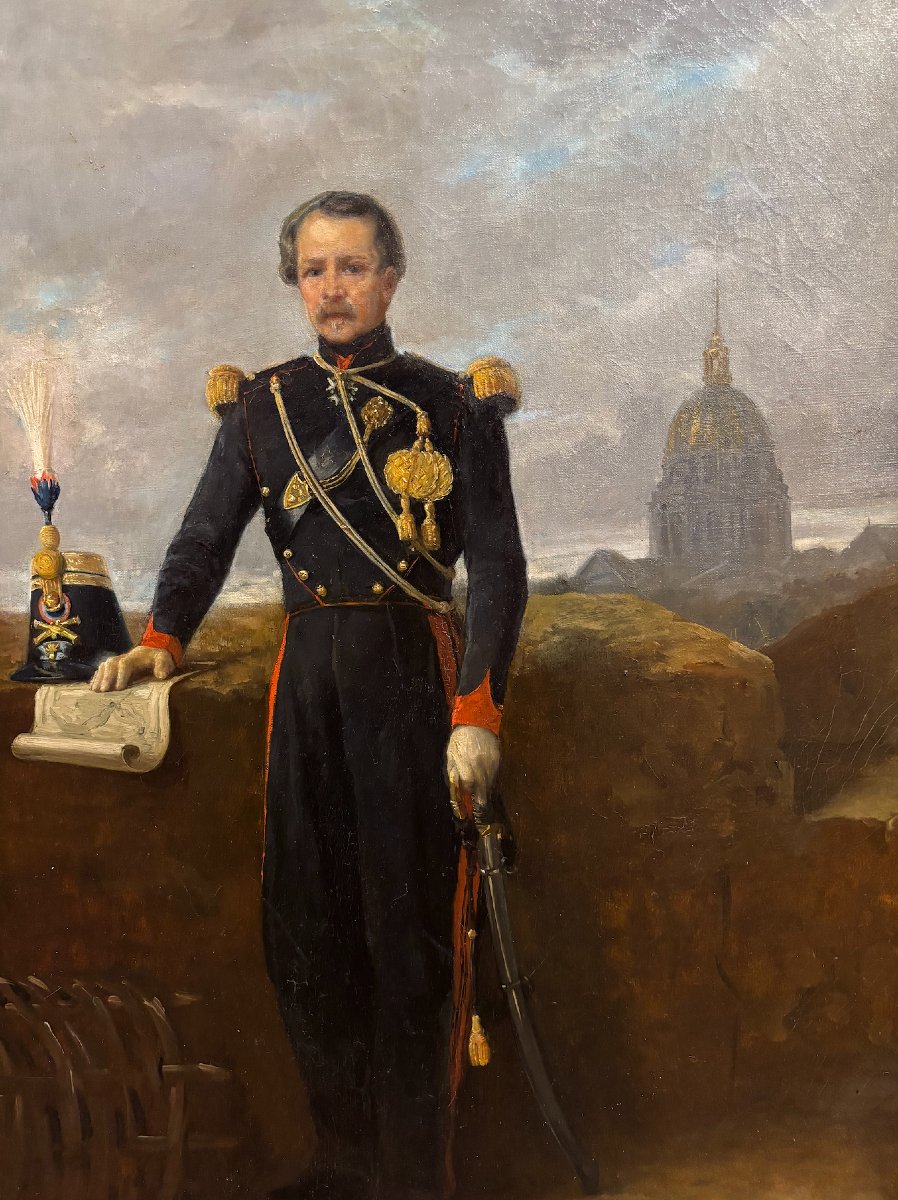 École française vers 1860-1870, Portrait d’un officier d’artillerie devant le dôme des Invalide-photo-4