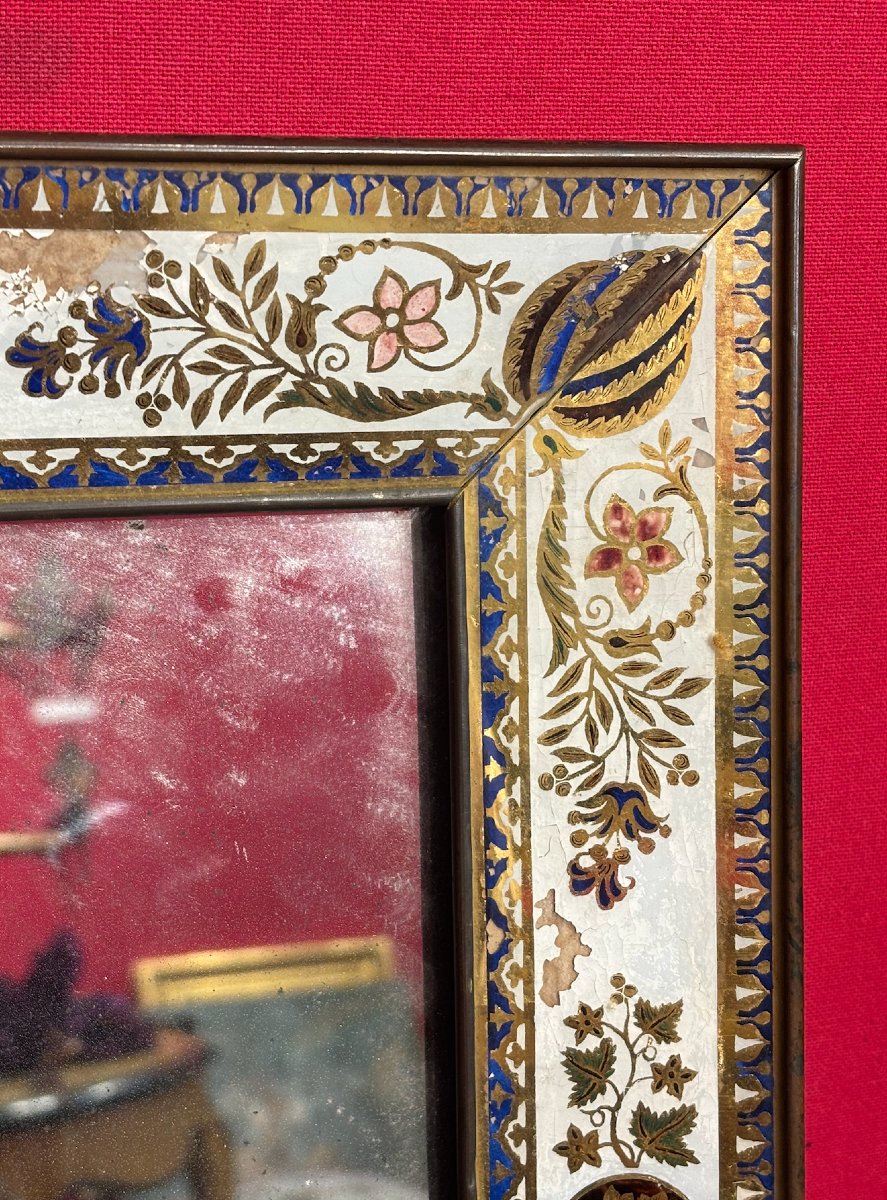 Miroir en verre églomisé Epoque Charles X-photo-3