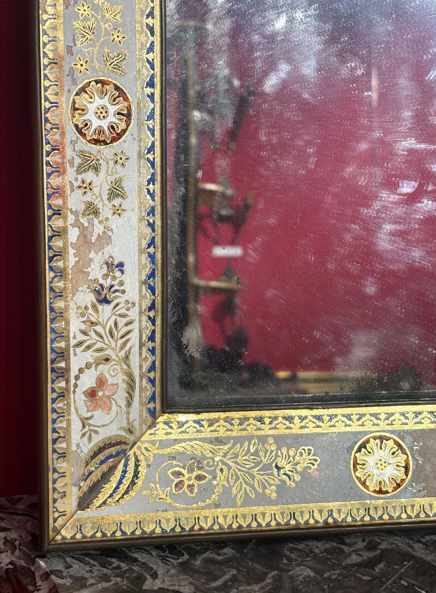 Miroir en verre églomisé Epoque Charles X-photo-1