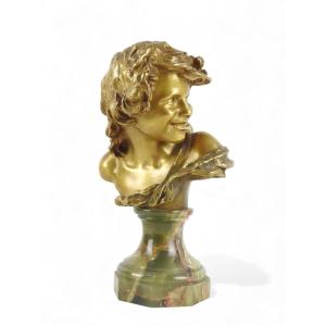 Jean Antoine INJALBERT (1845-1933) Buste d'enfant rieur.