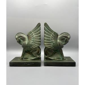 Paire de serre-livres - Modèle Pégase par George Henri Laurent