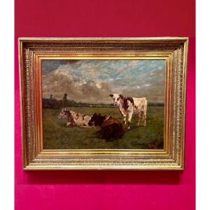 Auguste Henri Pierreuse Vaches au pâturage, 1902