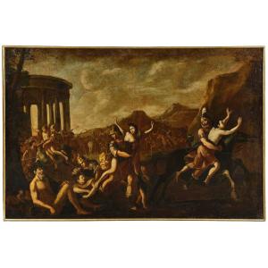 École italienne du XVIIe siècle "L’Enlèvement des Sabines" 