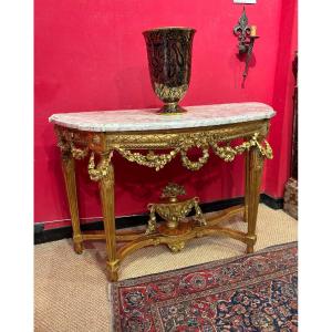 Console demi-lune d’époque Louis XVI