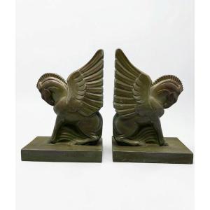 Paire de serre-livres - Modèle Pégase par George Henri Laurent