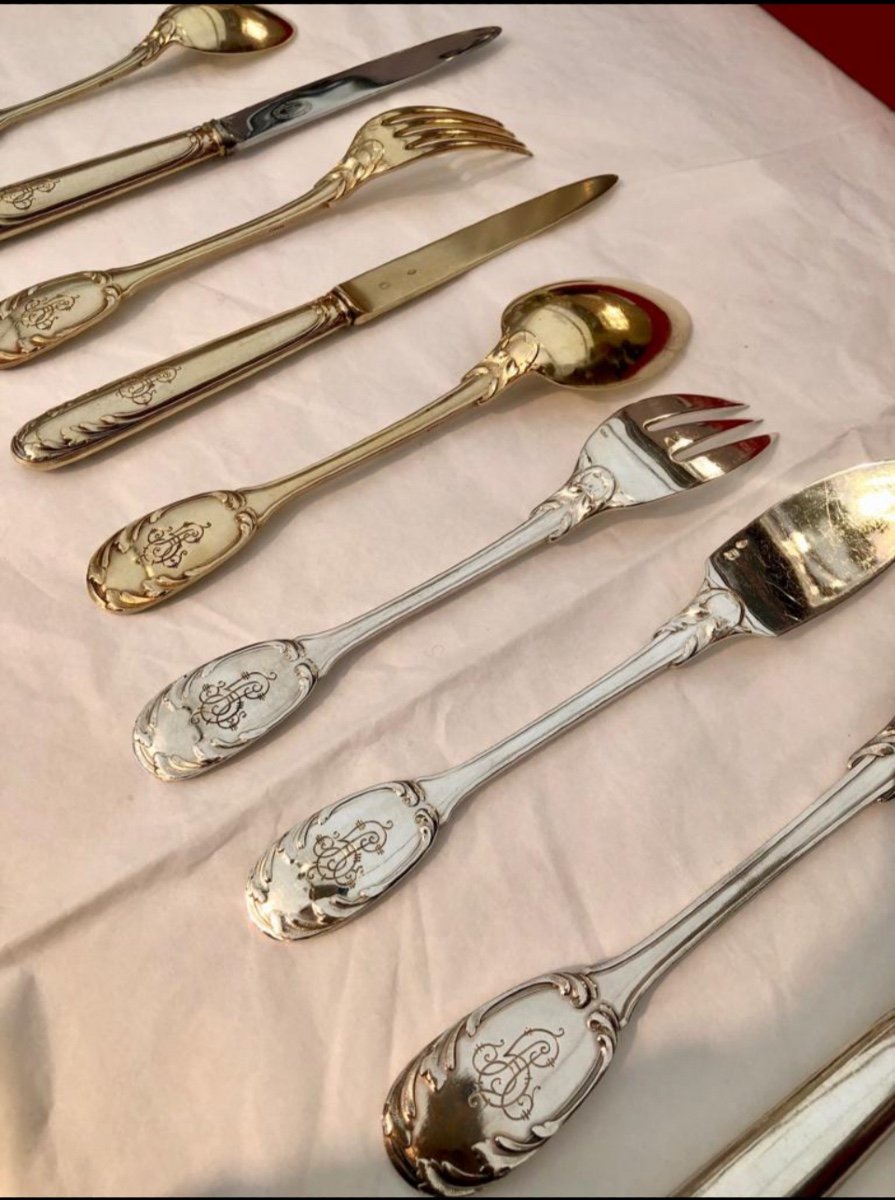 Silver And Vermeil Cutlery Set, By Linzeler And Puiforcat-photo-1