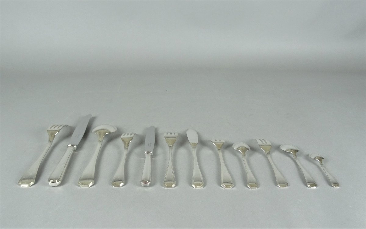 Cutlery Set In Christofle Silver Metal - America Model.-photo-2