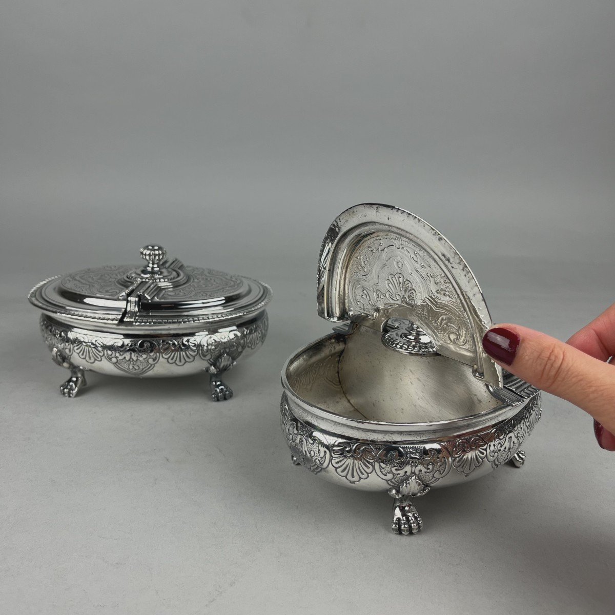 Rare Pair Of Spice Boxes, 19th Century Work In France.-photo-4