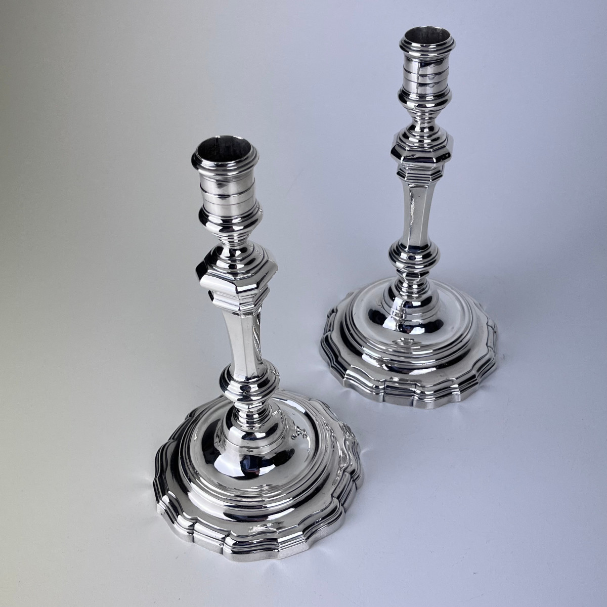 Pair Of Silver Candlesticks, Bayonne 1756 By Joseph Becane.-photo-2