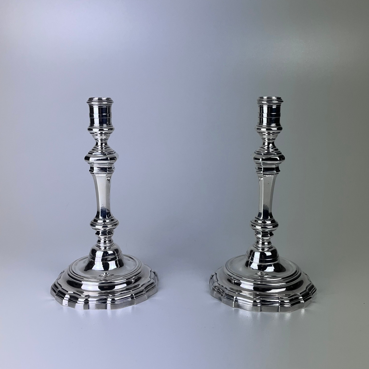 Pair Of Silver Candlesticks, Bayonne 1756 By Joseph Becane.-photo-3