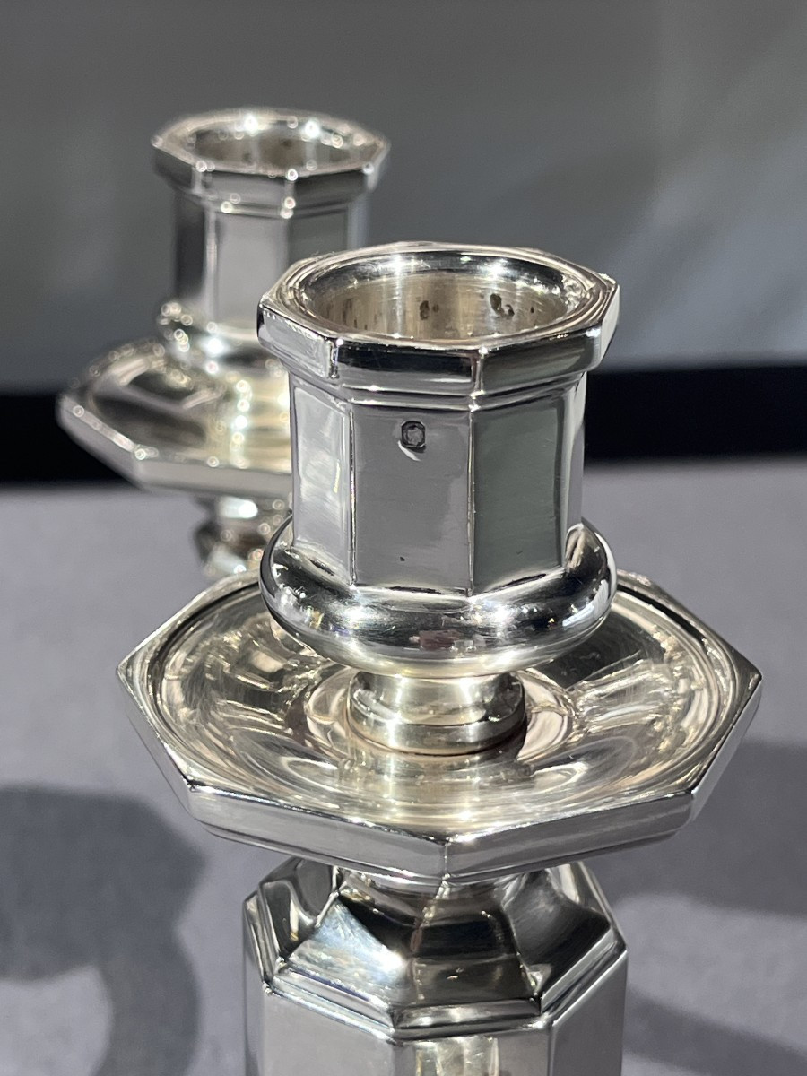 Pair Of Solid Silver End Tables, Art Deco Period In Paris.-photo-3