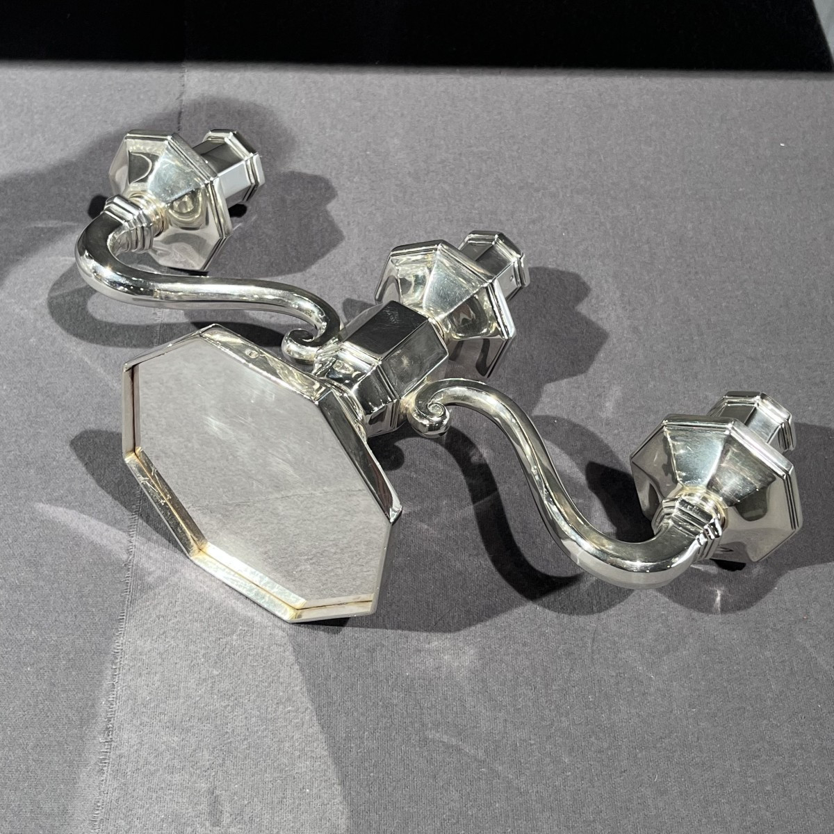 Pair Of Solid Silver End Tables, Art Deco Period In Paris.-photo-2